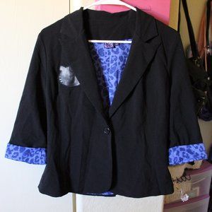 HELLO KITTY BLACK BLAZER JACKET WITH CHEETAH PRINT